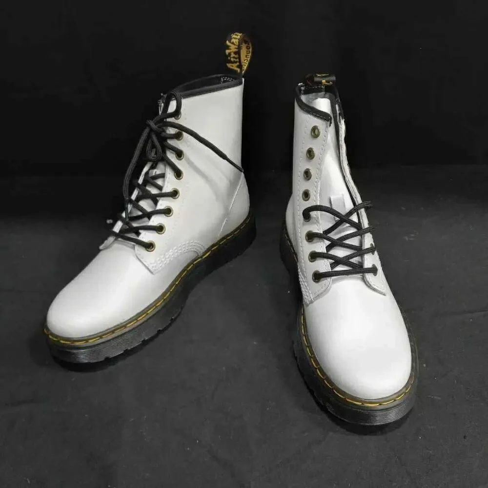 Like NEW Dr. Martens Air Wair White Ankle Combat Boots Unisex Size M6 or W7